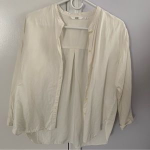 UNIQLO Linen Collarless Button Down
